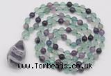 GMN4903 Hand-knotted 8mm, 10mm fluorite 108 beads mala necklace with pendant