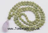 GMN4918 Hand-knotted 8mm, 10mm China jade 108 beads mala necklace with pendant