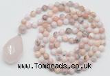 GMN4942 Hand-knotted 8mm, 10mm natural pink opal 108 beads mala necklace with pendant