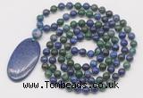 GMN5064 Hand-knotted 8mm, 10mm chrysocolla 108 beads mala necklace with pendant