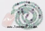 GMN5113 Hand-knotted 8mm, 10mm matte fluorite 108 beads mala necklace with pendant