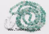 GMN5155 Hand-knotted 8mm, 10mm green banded agate 108 beads mala necklace with pendant