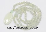 GMN5161 Hand-knotted 8mm, 10mm New jade 108 beads mala necklace with pendant