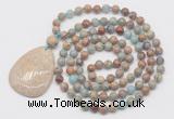 GMN5228 Hand-knotted 8mm, 10mm serpentine jasper 108 beads mala necklace with pendant