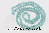 GMN5230 Hand-knotted 8mm, 10mm amazonite 108 beads mala necklace with pendant