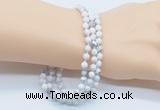 GMN5505 Hand-knotted 6mm matte white howlite 108 beads mala necklaces