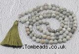 GMN610 Hand-knotted 8mm, 10mm artistic jasper 108 beads mala necklaces with tassel