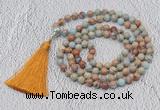 GMN612 Hand-knotted 8mm, 10mm serpentine jasper 108 beads mala necklaces with tassel