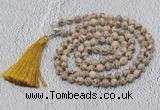 GMN628 Hand-knotted 8mm, 10mm feldspar 108 beads mala necklaces with tassel