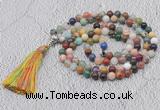 GMN632 Hand-knotted 8mm, 10mm colorfull gemstone 108 beads mala necklaces with tassel