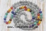 GMN6437 Hand-knotted 7 Chakra 8mm, 10mm labradorite 108 beads mala necklaces