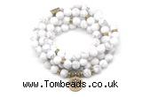 GMN7001 8mm matte white howlite 108 mala beads wrap bracelet necklaces