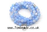 GMN7006 8mm blue banded agate 108 mala beads wrap bracelet necklace