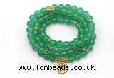 GMN7007 8mm green agate 108 mala beads wrap bracelet necklace