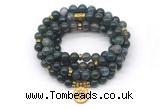 GMN7008 8mm moss agate 108 mala beads wrap bracelet necklace