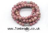 GMN7011 8mm pink wooden jasper 108 mala beads wrap bracelet necklace