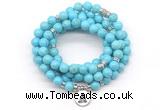 GMN7053 8mm blue howlite 108 mala beads wrap bracelet necklaces