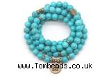 GMN7054 8mm turquoise 108 mala beads wrap bracelet necklaces