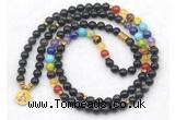 GMN7107 7 Chakra 8mm golden obsidian 108 mala beads wrap bracelet necklaces