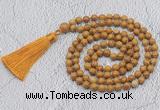 GMN712 Hand-knotted 8mm, 10mm wooden jasper 108 beads mala necklaces with tassel