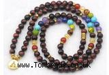 GMN7128 7 Chakra 8mm red tiger eye108 mala beads wrap bracelet necklaces