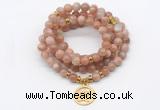 GMN7130 Chakra 8mm sunstone 108 mala beads wrap bracelet necklaces