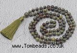 GMN716 Hand-knotted 8mm, 10mm dragon blood jasper 108 beads mala necklaces with tassel