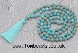 GMN720 Hand-knotted 8mm, 10mm sea sediment jasper 108 beads mala necklaces with tassel