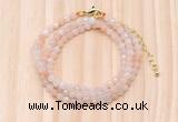 GMN7207 4mm faceted round tiny pink aventurine beaded necklace jewelry