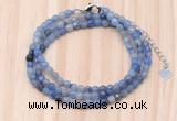 GMN7210 4mm faceted round tiny blue aventurine beaded necklace jewelry