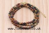 GMN7232 4mm faceted round tiny picasso jasper beaded necklace jewelry