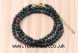 GMN7236 4mm faceted round tiny Indian bloodstone beaded necklace jewelry