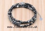 GMN7240 4mm faceted round tiny black water jasper beaded necklace jewelry