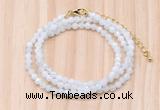 GMN7251 4mm faceted round tiny white moonstone beaded necklace jewelry