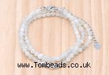 GMN7252 4mm faceted round tiny white moonstone beaded necklace jewelry