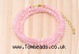 GMN7256 4mm faceted round tiny rose quartz beaded necklace jewelry