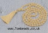 GMN726 Hand-knotted 8mm, 10mm honey jade 108 beads mala necklaces with tassel