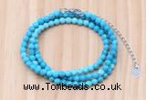 GMN7263 4mm faceted round turquoise beaded necklace jewelry
