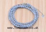 GMN7268 4mm faceted round blue angel skin beaded necklace jewelry
