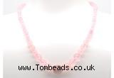 GMN7325 rose quartz graduated beaded necklace & bracelet set