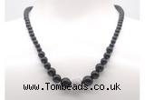 GMN7328 black tourmaline graduated beaded necklace & bracelet set