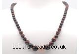 GMN7333 red tiger eye graduated beaded necklace & bracelet set