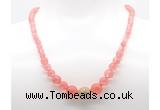 GMN7339 cherry quartz graduated beaded necklace & bracelet set
