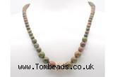 GMN7342 unakite gemstone graduated beaded necklace & bracelet set