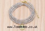 GMN7401 4mm faceted round tiny grey agate beaded necklace with constellation charm