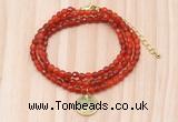 GMN7402 4mm faceted round tiny red agate beaded necklace with constellation charm