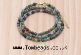 GMN7404 4mm faceted round tiny Indian agate beaded necklace with constellation charm