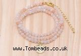 GMN7407 4mm faceted round tiny pink aventurine beaded necklace with constellation charm