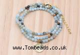 GMN7412 4mm faceted round tiny amazonite beaded necklace with constellation charm
