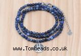 GMN7417 4mm faceted round tiny sodalite beaded necklace with constellation charm